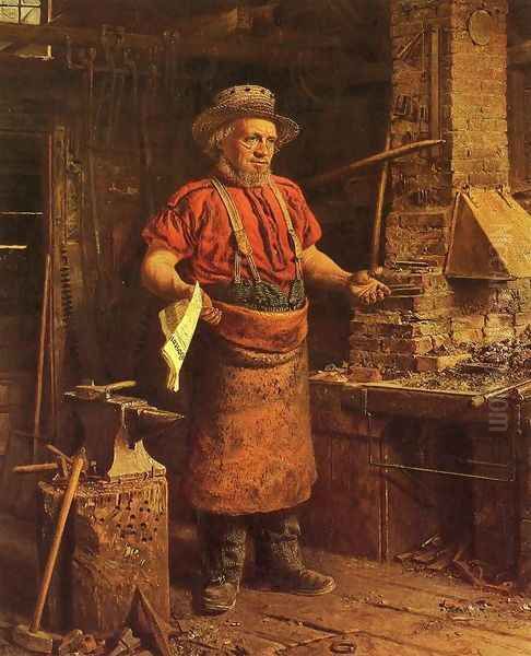 Politics in the Workshop Oil Painting by Thomas Waterman Wood