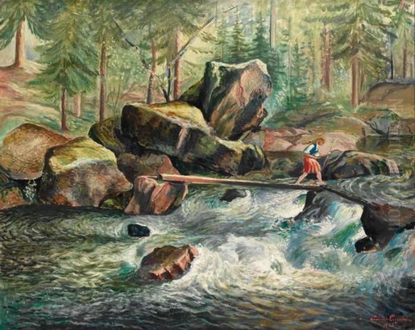 Flickan Pa Spangen Oil Painting by Leander Engstrom