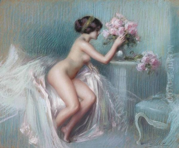 Arranging Summer Blooms Oil Painting by Delphin Enjolras