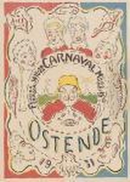 Carnaval Ostende Oil Painting by James Ensor