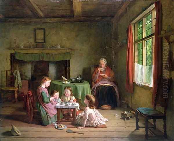 A Tea Party, 1862 Oil Painting by Thomas Webster