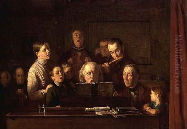 Practising for a Village Concert Oil Painting by Thomas Webster