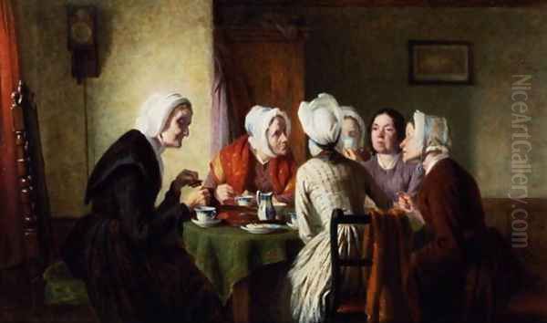 Village Gossips Oil Painting by Thomas Webster