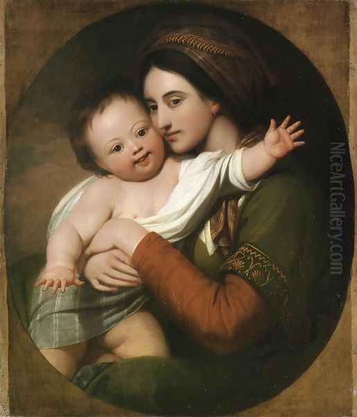 Mrs. Benjamin West and Her Son Raphael Oil Painting by Benjamin West