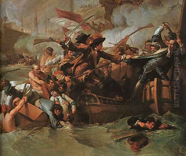 The Battle of La Hogue (detail) 1778 Oil Painting by Benjamin West