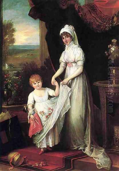 Mrs Thomas Keyes and Her Daughter Oil Painting by Benjamin West