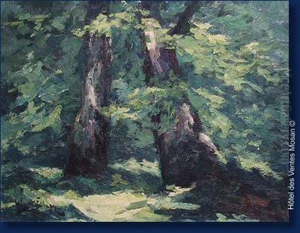 Sous-bois A Stoumont Oil Painting by Elysee Fabry