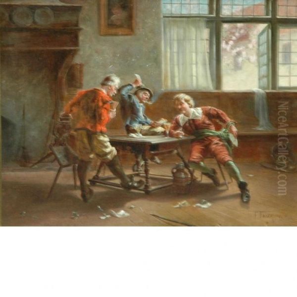 The Card Game Oil Painting by Ferdinand Fagerlin