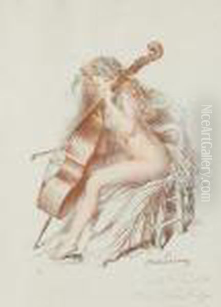 Nu Au Violon Oil Painting by Abel Jules Faivre