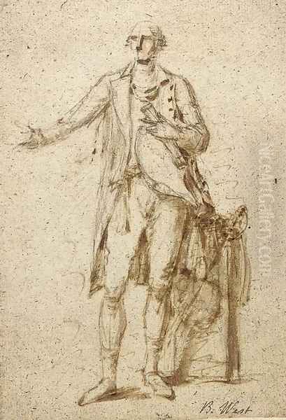 Study of a standing man, possibly a study for portrait of Lord Camden Oil Painting by Benjamin West