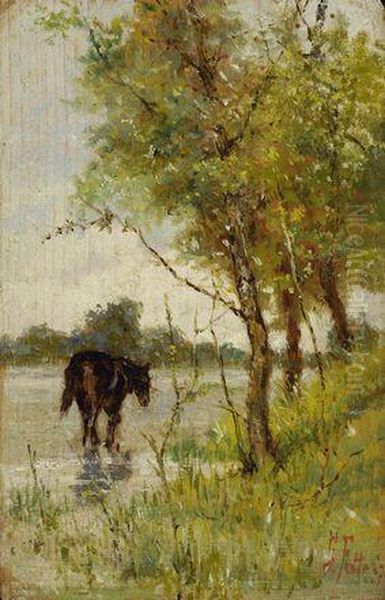 Paesaggio Con Cavallo Oil Painting by Giovanni Fattori