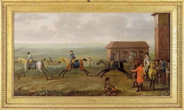 Lord Portmore Watching Racehorses on Exercise on Newmarket Heath, c.1735 Oil Painting by John Wootton