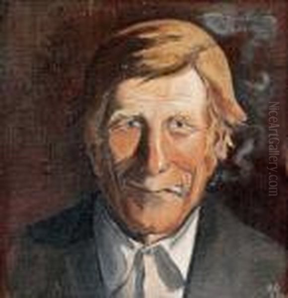 Smoking Man Oil Painting by Antti Faven