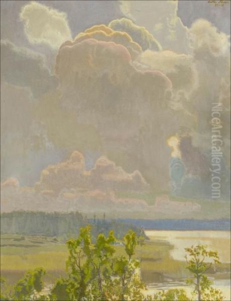 Auringonlasku. Oil Painting by Antti Faven