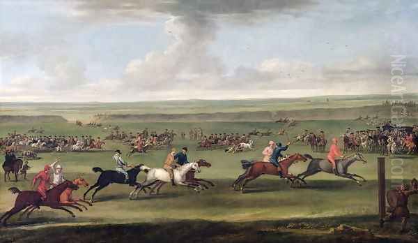 A race on the beacon course at Newmarket, c.1750 Oil Painting by John Wootton