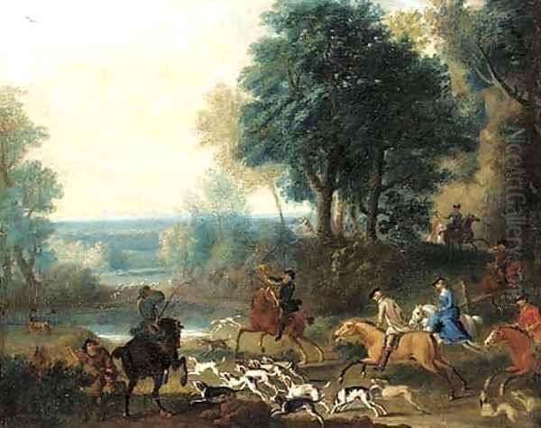 A hunt in full cry Oil Painting by John Wootton