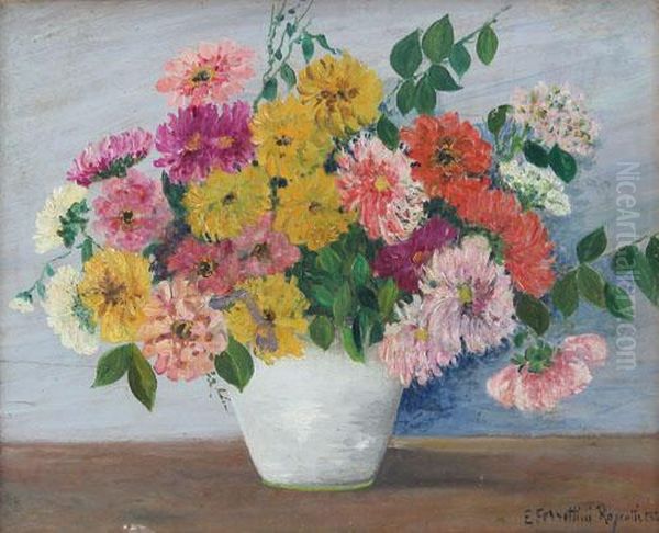 Vaso Di Fiori Oil Painting by Emilia Ferrettini Rossotti