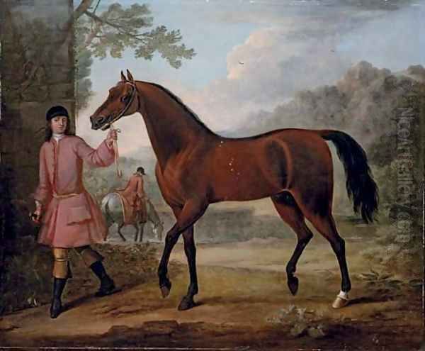 The Leedes Arabian, being led by a groom, in a landscape Oil Painting by John Wootton