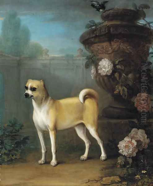 A pug beside an classical urn Oil Painting by John Wootton