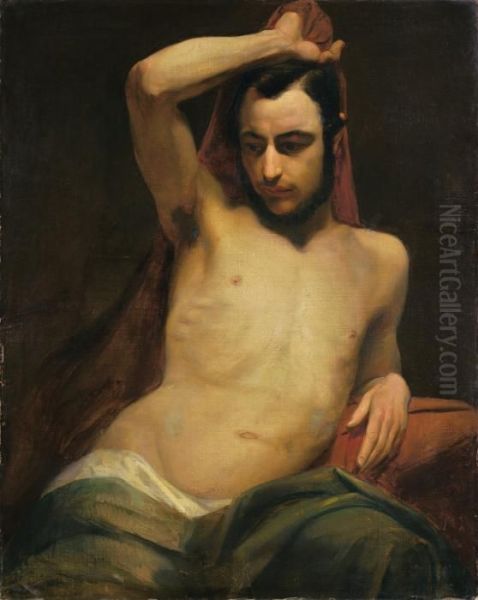 Mannlicher Halbakt Oil Painting by Anselm Feuerbach