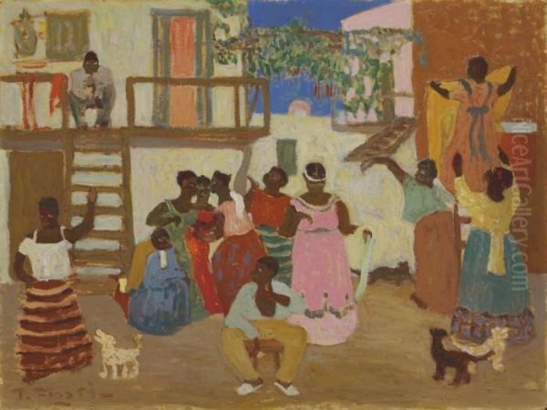 Preparando El Candombe Oil Painting by Pedro Figari