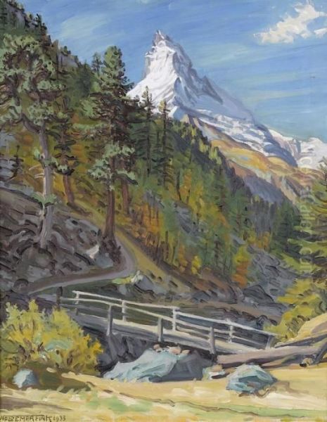 Herbst An Der Bergbachbrucke Oil Painting by Waldemar Fink