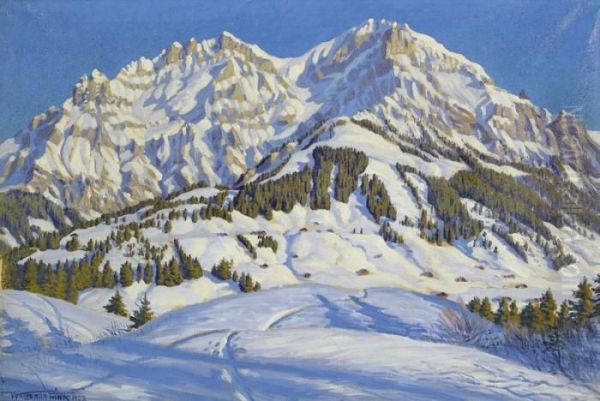 Der Grosse Lohner Im Winter Oil Painting by Waldemar Fink