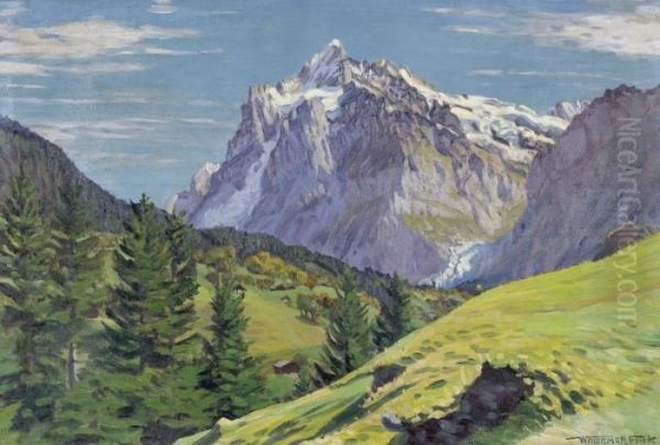 Wetterhorn Oil Painting by Waldemar Fink