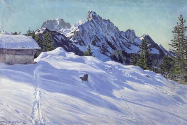 Wintermorgen Oil Painting by Waldemar Fink