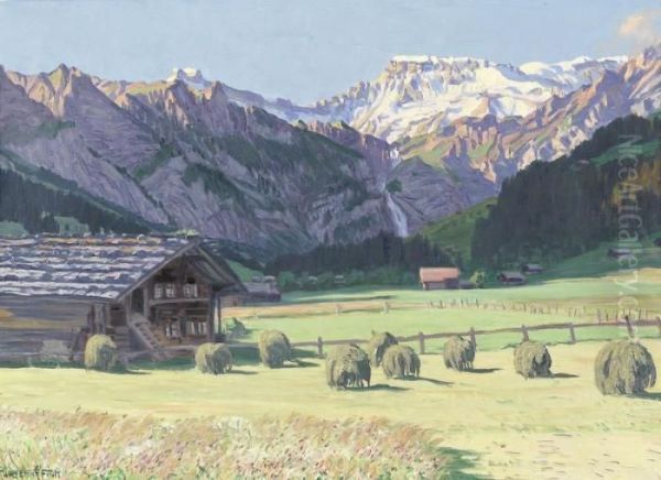 Sommermorgen Bei Adelboden Oil Painting by Waldemar Fink