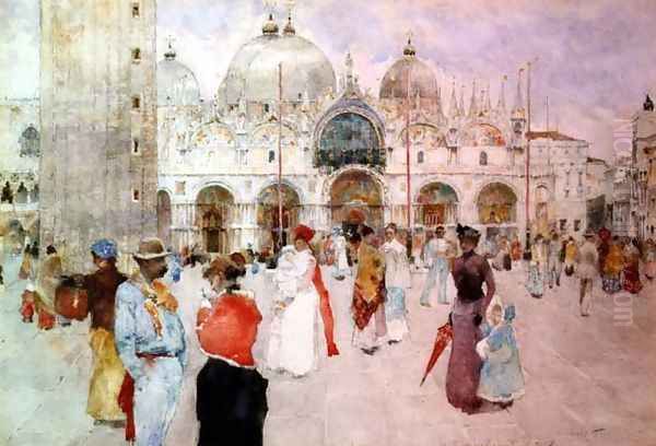 The Piazza di San Marco, Venice Oil Painting by David Woodlock