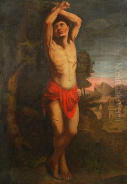 St Sebastian Oil Painting by Ludovicus Finsonius (see FINSON, Louis)