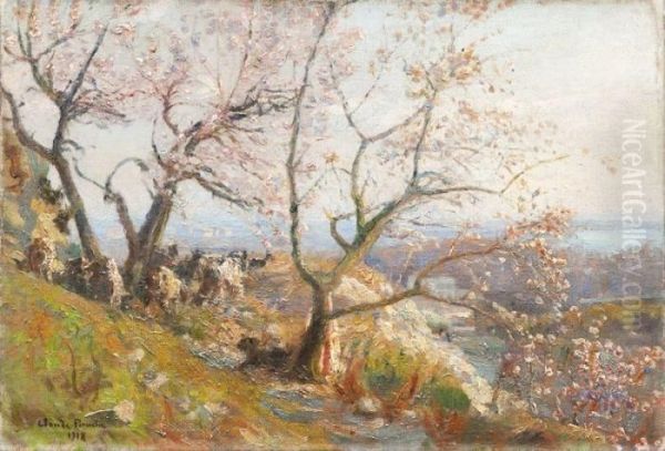 Bergeres Sur Les Hauteurs Du Rhone Oil Painting by Claude Firmin-Goy