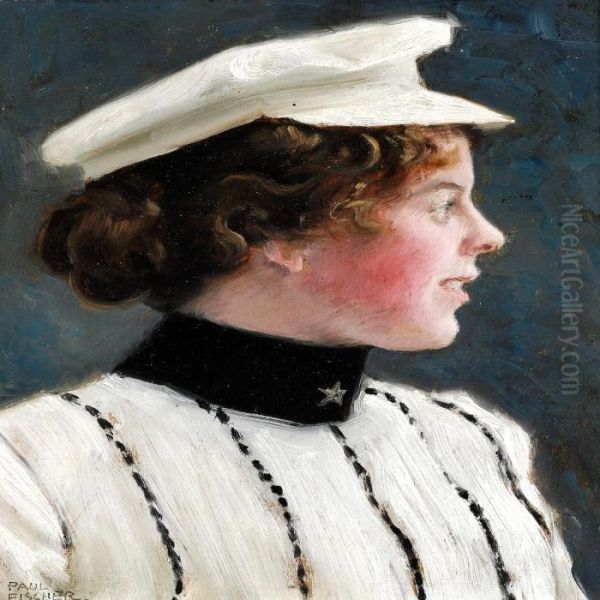 The Artist's Eldest Daughter Harriet Seen In Profile Oil Painting by Paul-Gustave Fischer