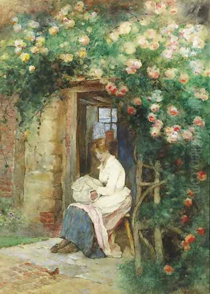 The lacemaker's cottage Oil Painting by David Woodlock