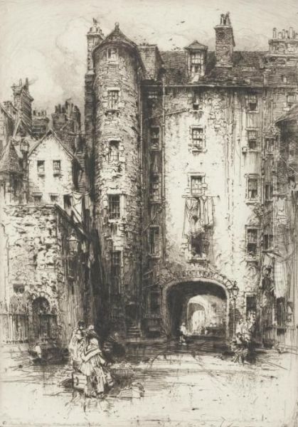 The Tolbooth, Edinburgh Oil Painting by E. Hedley Fitton