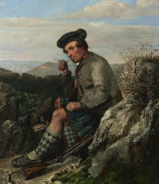 Scottish Huntsman At Rest Oil Painting by John Anster Fitzgerald