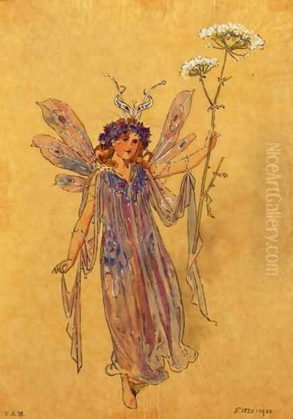 A Fairy, costume design for A Midsummer Nights Dream, produced by R. Courtneidge at the Princes Theatre, Manchester Oil Painting by C. Wilhelm