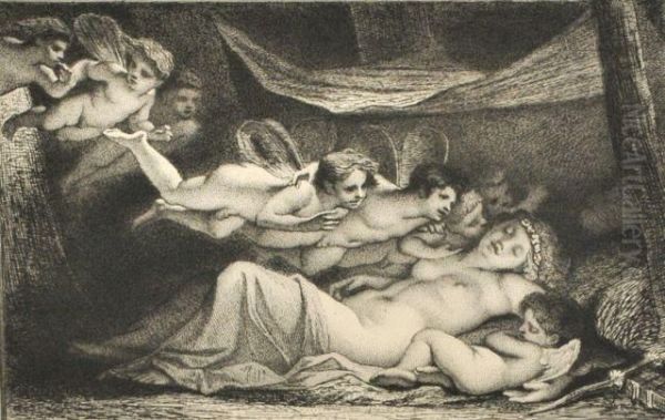 Le Sommeil, Sleeping Oil Painting by Leopold Flameng