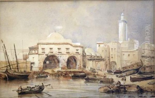 Port Oriental Oil Painting by Eugene Napoleon Flandin