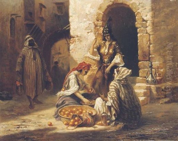 The Orange Seller, Algiers Oil Painting by Eugene Napoleon Flandin