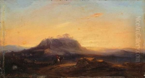  Paysage Aux Ruines, 1859  Oil Painting by Eugene Napoleon Flandin