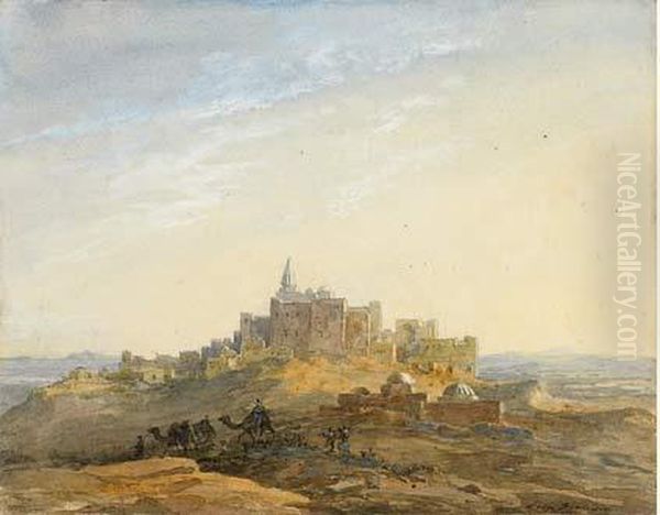 Une Vue D'orient Oil Painting by Eugene Napoleon Flandin