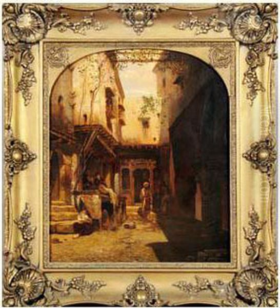 Cour Mauresque Oil Painting by Eugene Napoleon Flandin