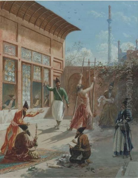 Flagellation Oil Painting by Eugene Napoleon Flandin