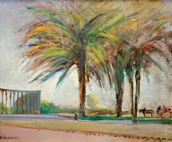 Promenade Sous Les Palmiers Oil Painting by Jules Flandrin