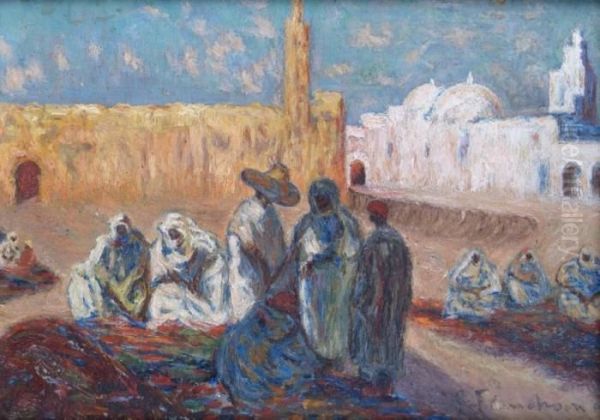 L'ancienne Et La Nouvelle Mosquees A Ouargla En Algerie Oil Painting by Gustave Flasschoen