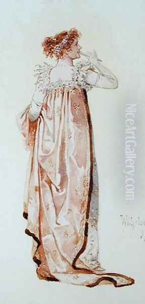 Ellen Terry (1847-1928) as Catherine, Duchess of Danzig in the comedy Madame Sans-Gene, 1897 Oil Painting by C. Wilhelm