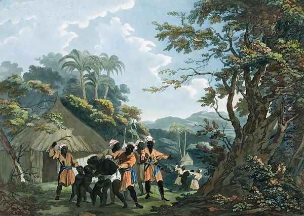 A View taken near Bain, on the coast of Guinea in Affrica, engraved by Catherine Prestell, published by J. Phillips, London, 1789 Oil Painting by Richard Westall