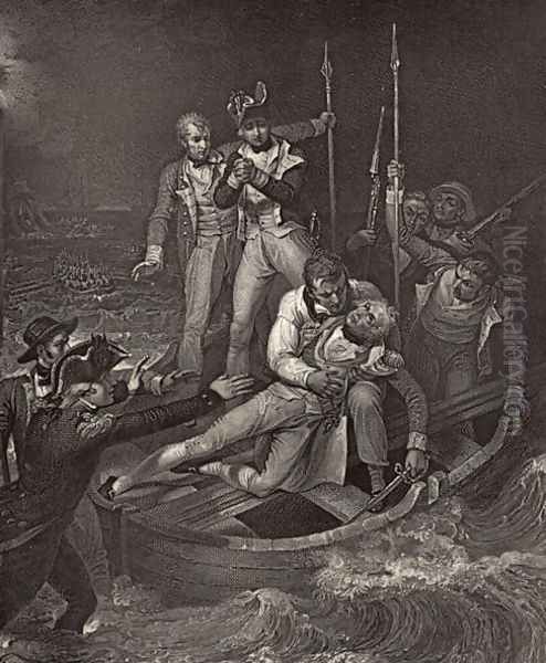 Nelson wounded at Tenerife in 1787, illustration from The Life of Nelson by Robert Southey (1774-1843) first published 1813 Oil Painting by Richard Westall